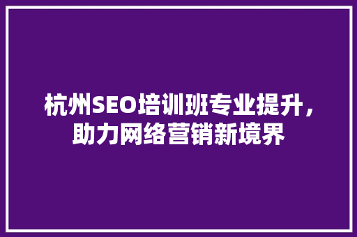 杭州SEO培训班专业提升，助力网络营销新境界