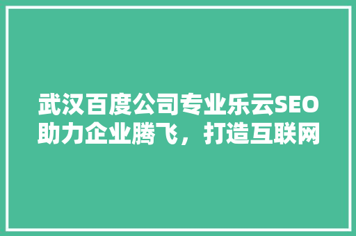 武汉百度公司专业乐云SEO助力企业腾飞，打造互联网营销新格局