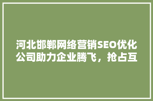 河北邯郸网络营销SEO优化公司助力企业腾飞，抢占互联网市场制高点