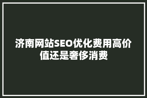 济南网站SEO优化费用高价值还是奢侈消费