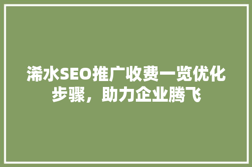 浠水SEO推广收费一览优化步骤，助力企业腾飞