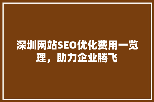 深圳网站SEO优化费用一览理，助力企业腾飞