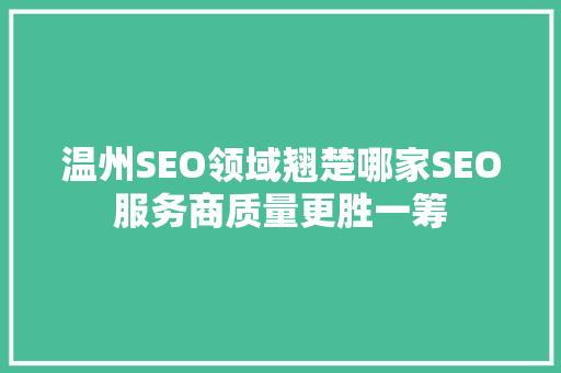 温州SEO领域翘楚哪家SEO服务商质量更胜一筹