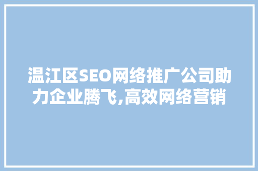 温江区SEO网络推广公司助力企业腾飞,高效网络营销之路