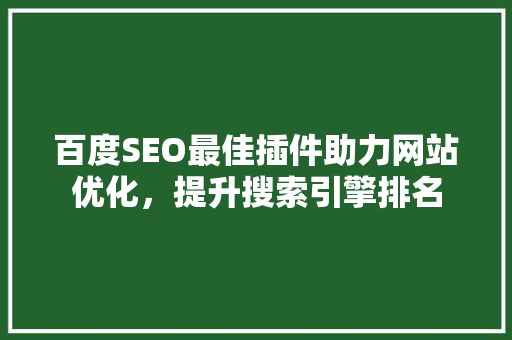 百度SEO最佳插件助力网站优化，提升搜索引擎排名