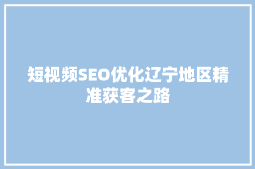 短视频SEO优化辽宁地区精准获客之路