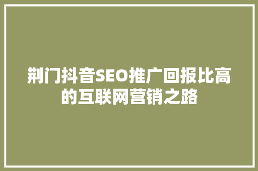 荆门抖音SEO推广回报比高的互联网营销之路