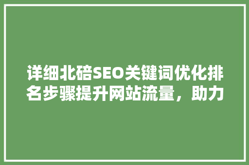 详细北碚SEO关键词优化排名步骤提升网站流量，助力企业腾飞