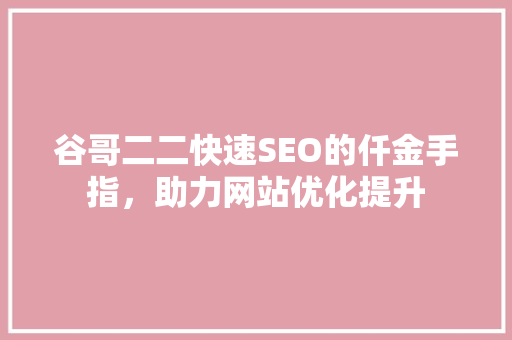 谷哥二二快速SEO的仟金手指，助力网站优化提升