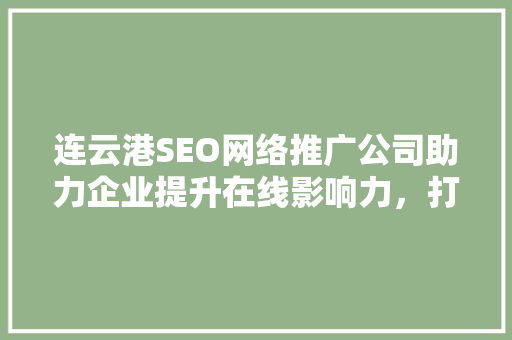 连云港SEO网络推广公司助力企业提升在线影响力，打造品牌新高度