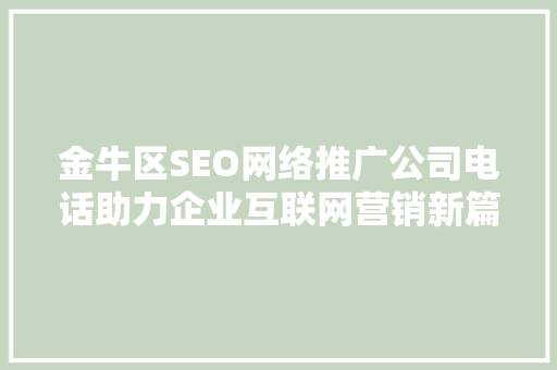 金牛区SEO网络推广公司电话助力企业互联网营销新篇章