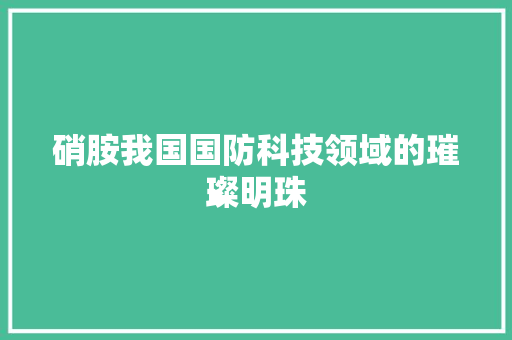 硝胺我国国防科技领域的璀璨明珠