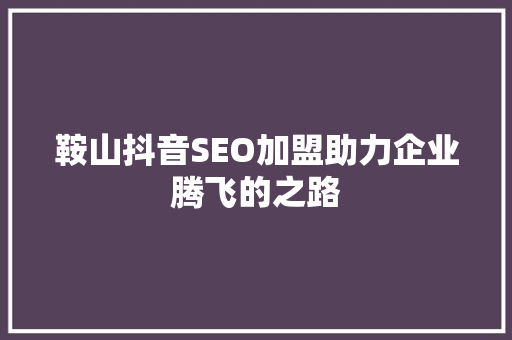 鞍山抖音SEO加盟助力企业腾飞的之路