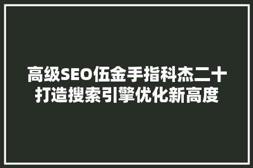 高级SEO伍金手指科杰二十打造搜索引擎优化新高度