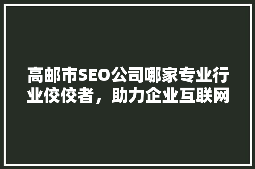 高邮市SEO公司哪家专业行业佼佼者，助力企业互联网营销腾飞
