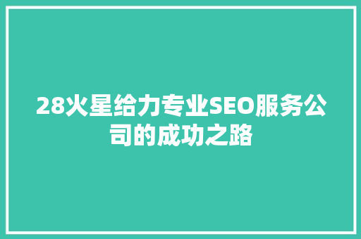 28火星给力专业SEO服务公司的成功之路