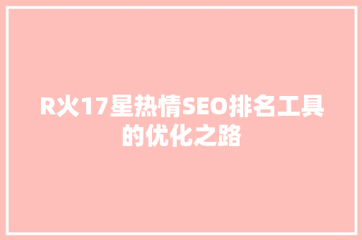 R火17星热情SEO排名工具的优化之路