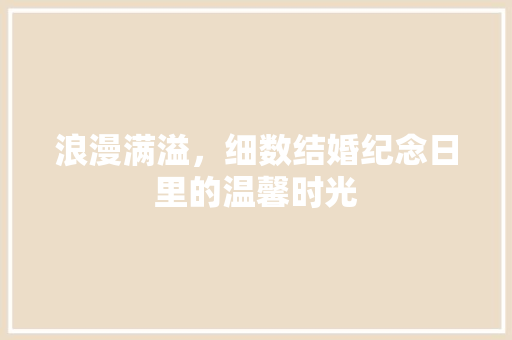 浪漫满溢，细数结婚纪念日里的温馨时光