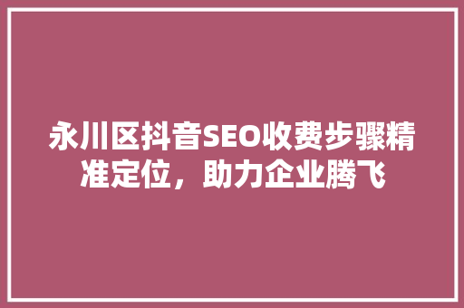 永川区抖音SEO收费步骤精准定位，助力企业腾飞