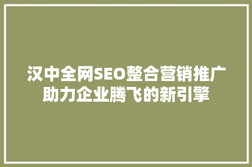 汉中全网SEO整合营销推广助力企业腾飞的新引擎