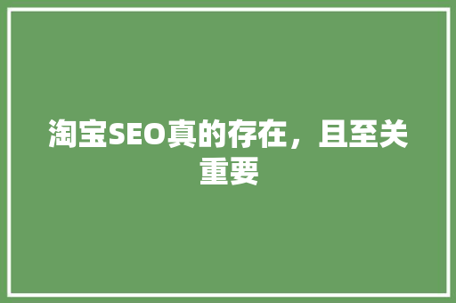 淘宝SEO真的存在，且至关重要