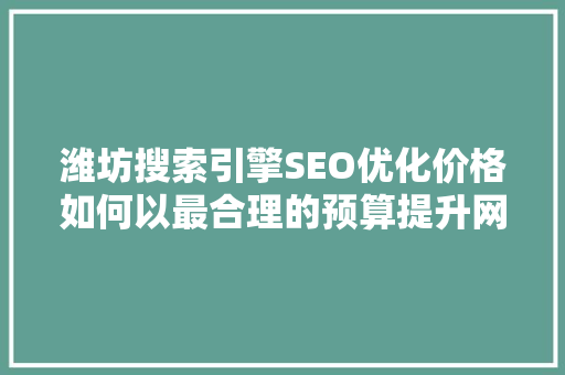 潍坊搜索引擎SEO优化价格如何以最合理的预算提升网站排名