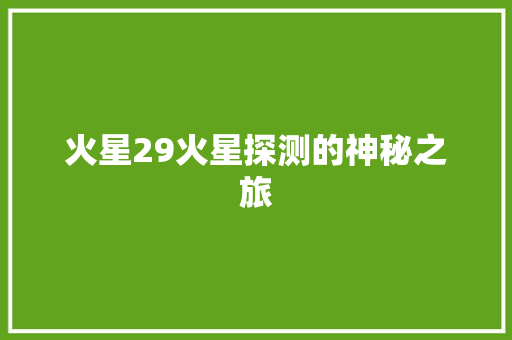 火星29火星探测的神秘之旅