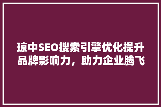 琼中SEO搜索引擎优化提升品牌影响力，助力企业腾飞