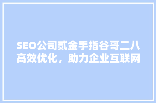 SEO公司贰金手指谷哥二八高效优化，助力企业互联网腾飞
