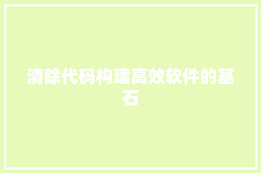 清除代码构建高效软件的基石