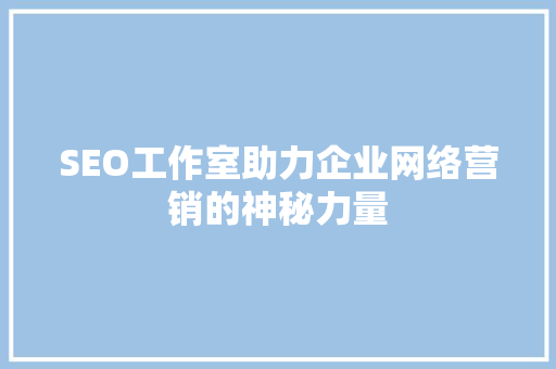 SEO工作室助力企业网络营销的神秘力量