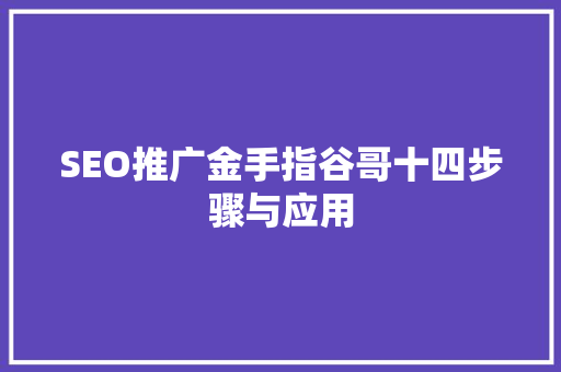 SEO推广金手指谷哥十四步骤与应用