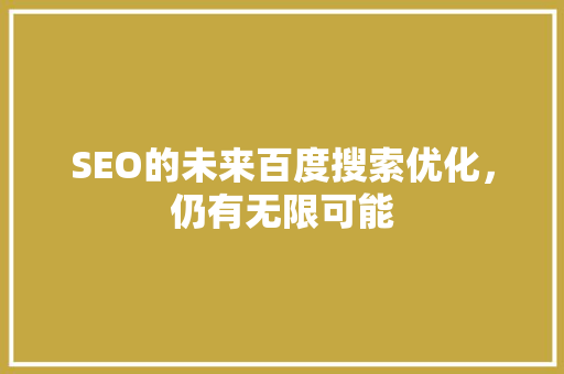 SEO的未来百度搜索优化，仍有无限可能