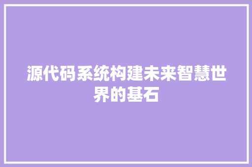 源代码系统构建未来智慧世界的基石