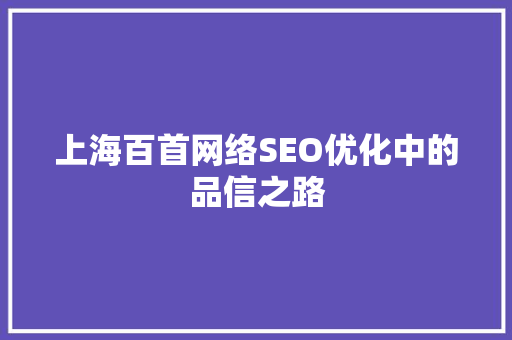 上海百首网络SEO优化中的品信之路