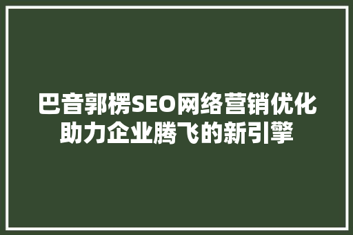 巴音郭楞SEO网络营销优化助力企业腾飞的新引擎