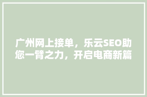 广州网上接单，乐云SEO助您一臂之力，开启电商新篇章