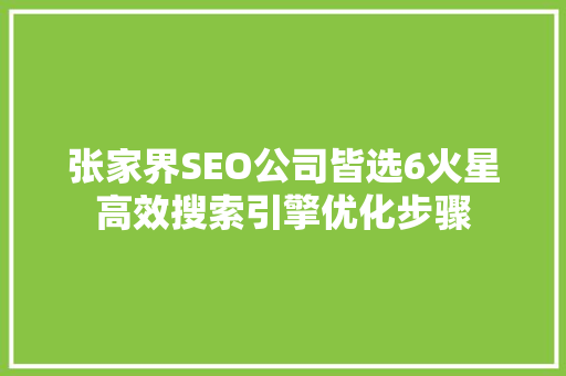 张家界SEO公司皆选6火星高效搜索引擎优化步骤