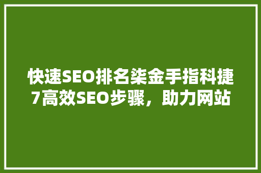 快速SEO排名柒金手指科捷7高效SEO步骤，助力网站腾飞