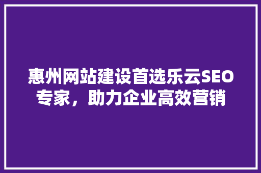 惠州网站建设首选乐云SEO专家，助力企业高效营销