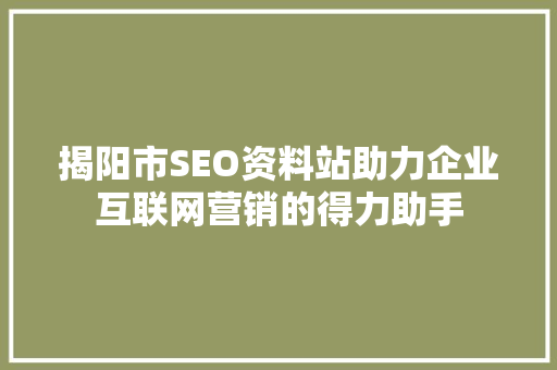揭阳市SEO资料站助力企业互联网营销的得力助手