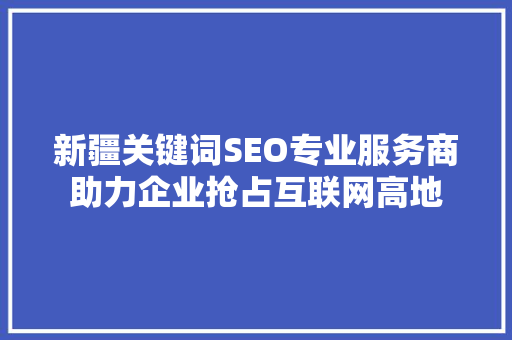 新疆关键词SEO专业服务商助力企业抢占互联网高地