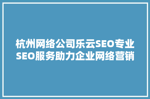 杭州网络公司乐云SEO专业SEO服务助力企业网络营销