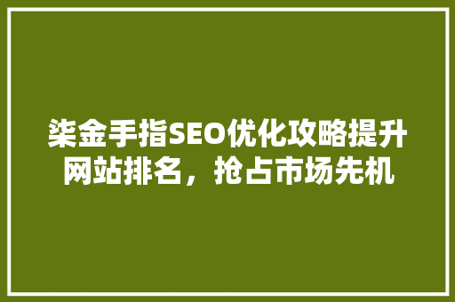 柒金手指SEO优化攻略提升网站排名，抢占市场先机