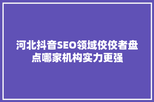 河北抖音SEO领域佼佼者盘点哪家机构实力更强