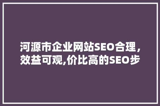 河源市企业网站SEO合理，效益可观,价比高的SEO步骤