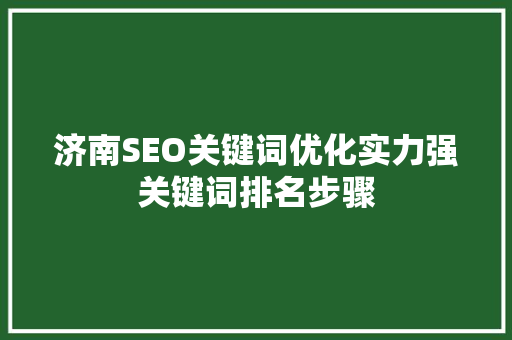济南SEO关键词优化实力强关键词排名步骤