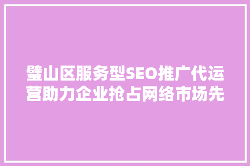 璧山区服务型SEO推广代运营助力企业抢占网络市场先机