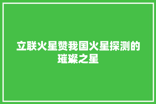 立联火星赞我国火星探测的璀璨之星