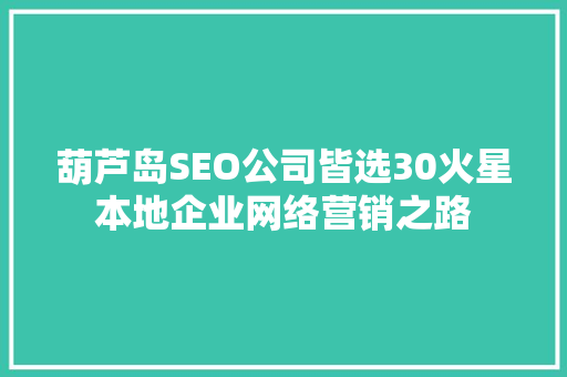 葫芦岛SEO公司皆选30火星本地企业网络营销之路